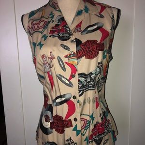 Harley-Davidson retro print shirt / blouse